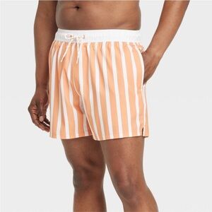 Men's 5" Striped Swim Trunks - Goodfellow & Com Orange Stripe UPF
50+ new